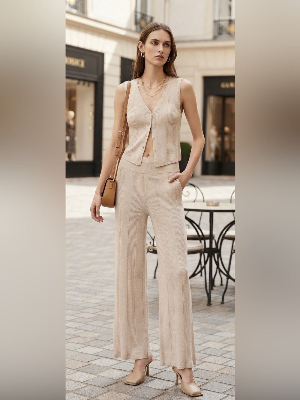 Pink Rose Ribbed Knit 2-Piece Lounge Set Cozy  Comfy Small